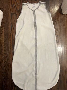 Baby Deedee White Baby Sleep Sack with Gray Trim